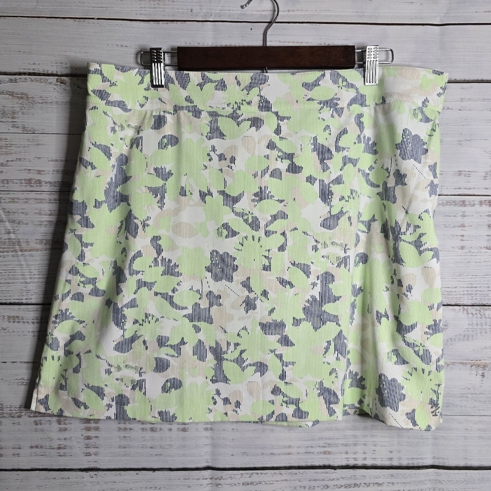 Izod Golf Floral Mini Skort With Pockets Blue And Green Womans Size 12